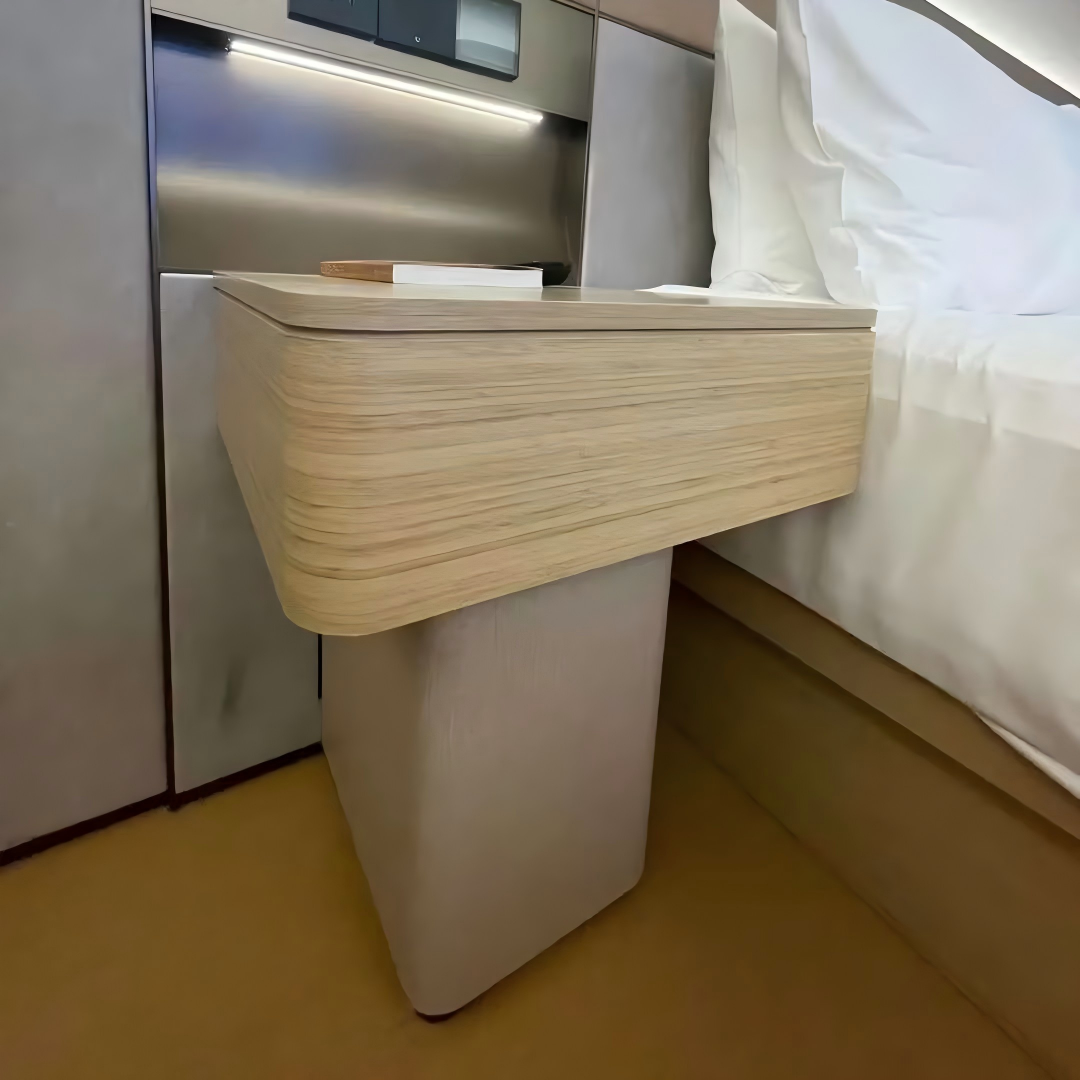 High End Nordic Hotel Wooden Nightstand with Curved Edge Design for Commercial Hospitality Projects