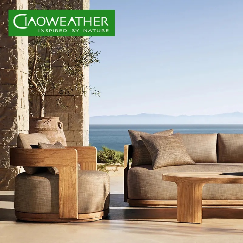 Luxury Villa Outdoor Sofa Set Modern Hotel Teak Outdoor Sofas Patio Outdoor Furniture Set Garden Sofa Resort Outdoor Furniture