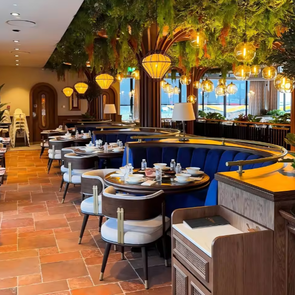 Modern Luxury Restaurant Furniture Half Circle Restaurant Booth Chair with Round Table Customized for Chinese Restaurant Hotel