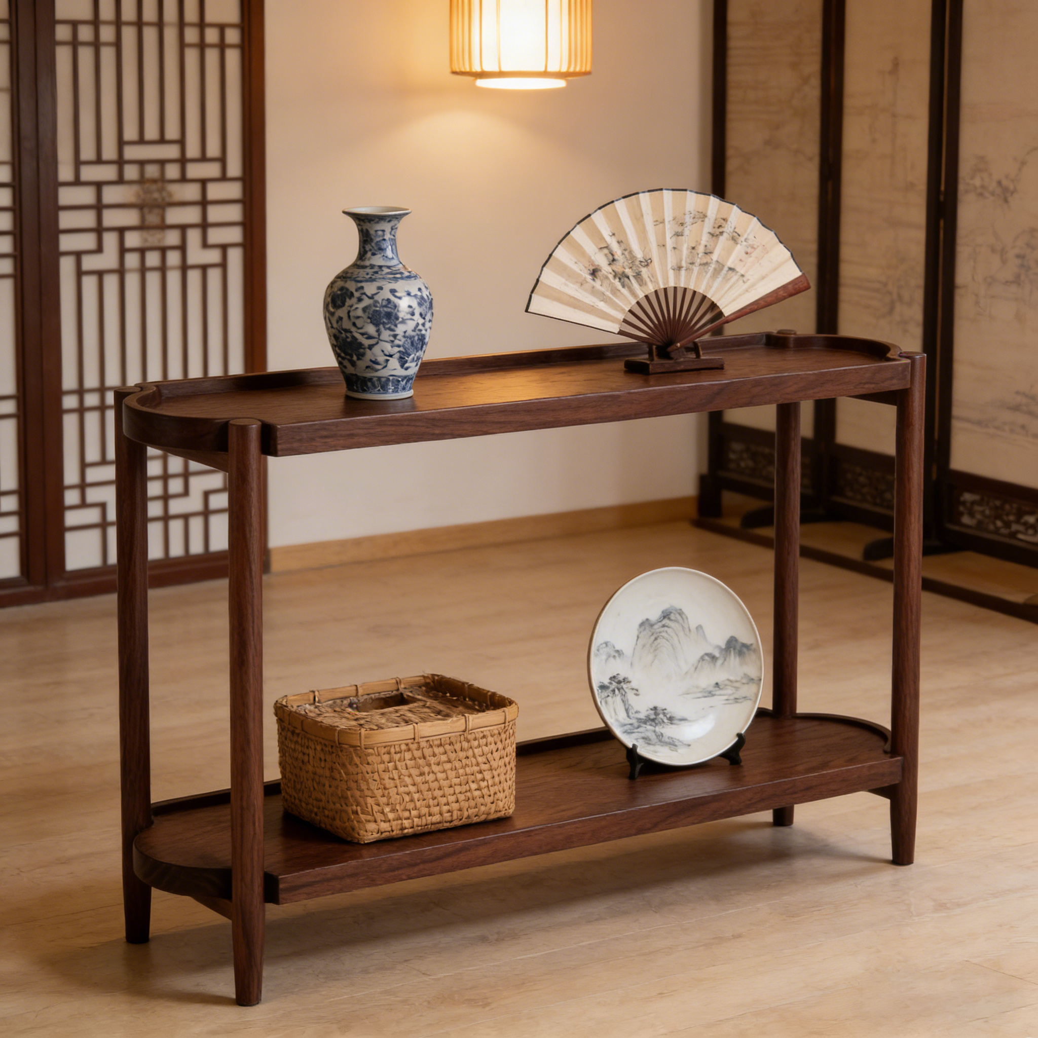 Modern Solid Birch Wood Handmade Console Table 2 Tier Entryway Hallway Furniture Narrow Sofa Table Hotel Living Room Display