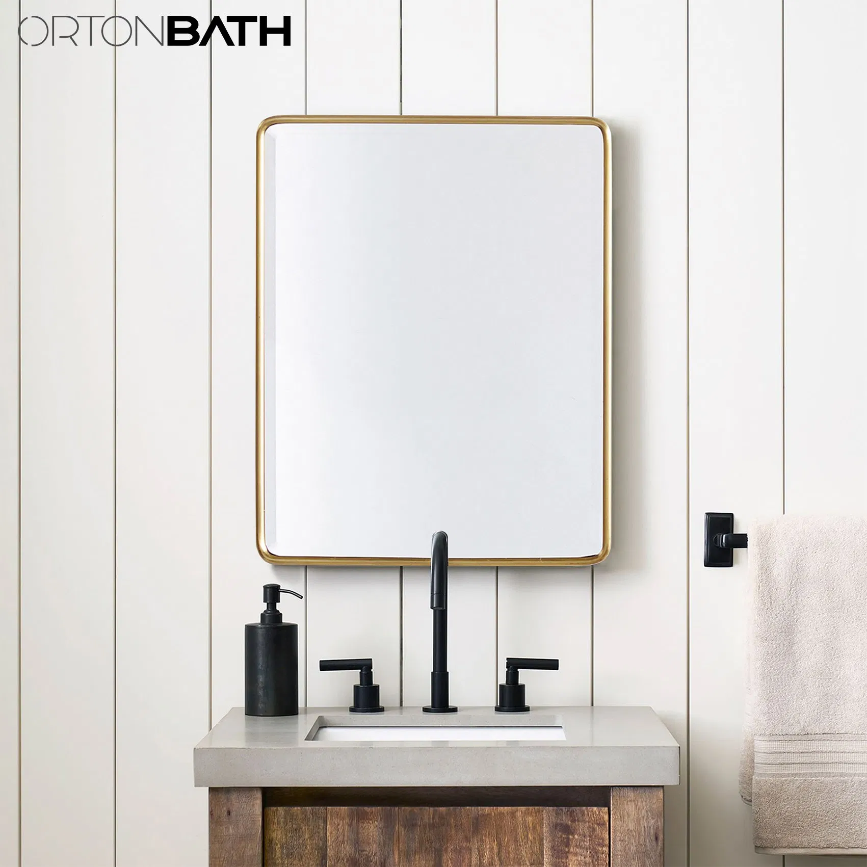 Ortonbath1 Framed Wall Mirror, 26 X 32mm, Black, Traditional Dark Accent Mirror for Home Decor Modern Frame Bathroom Mirror