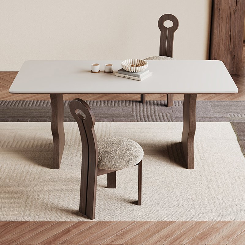 French-Style Rock Plate Solid Wood Dining Table and Chair Set Modern Simple Design Durable Dining Room Furniture