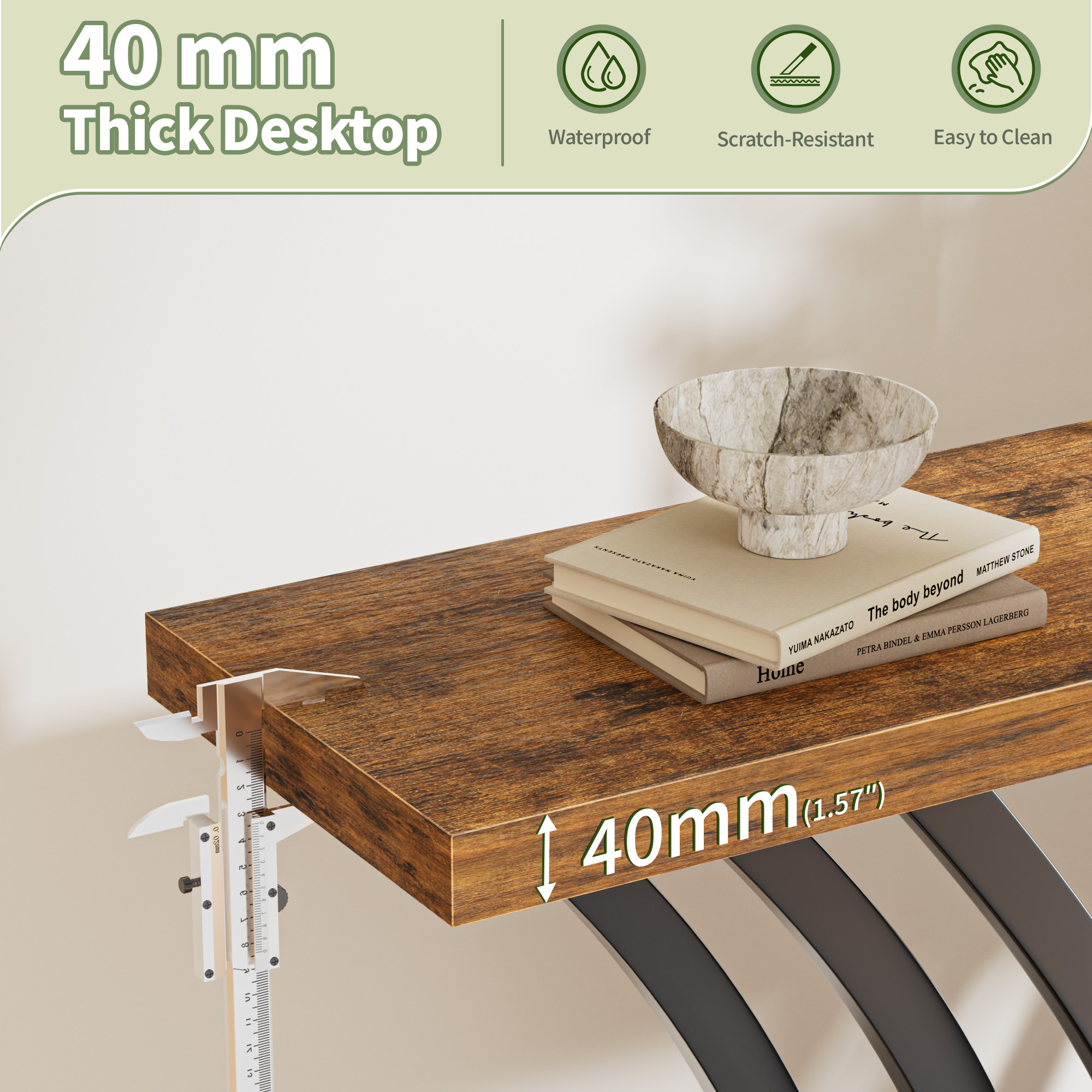 Modern Industrial Console Table Wood Top Curved Metal Frame Entryway Table with Anti-slip Kit for Living Room Hallway