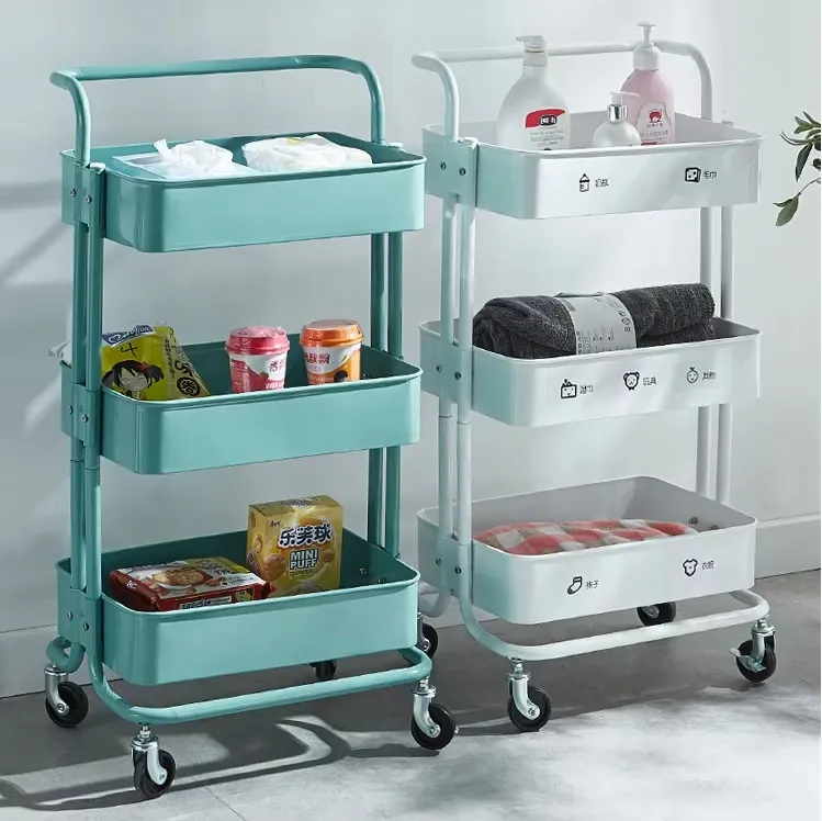 Stylish 3-Tier Rolling Storage Cart for Kitchen Organization Solutions
