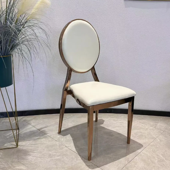 Luxury Modern Gold Stackable Stainless Steel Metal Back Dining Banquet Chair For Home Hotel Mall Use-Waterproof 5-Year Warranty