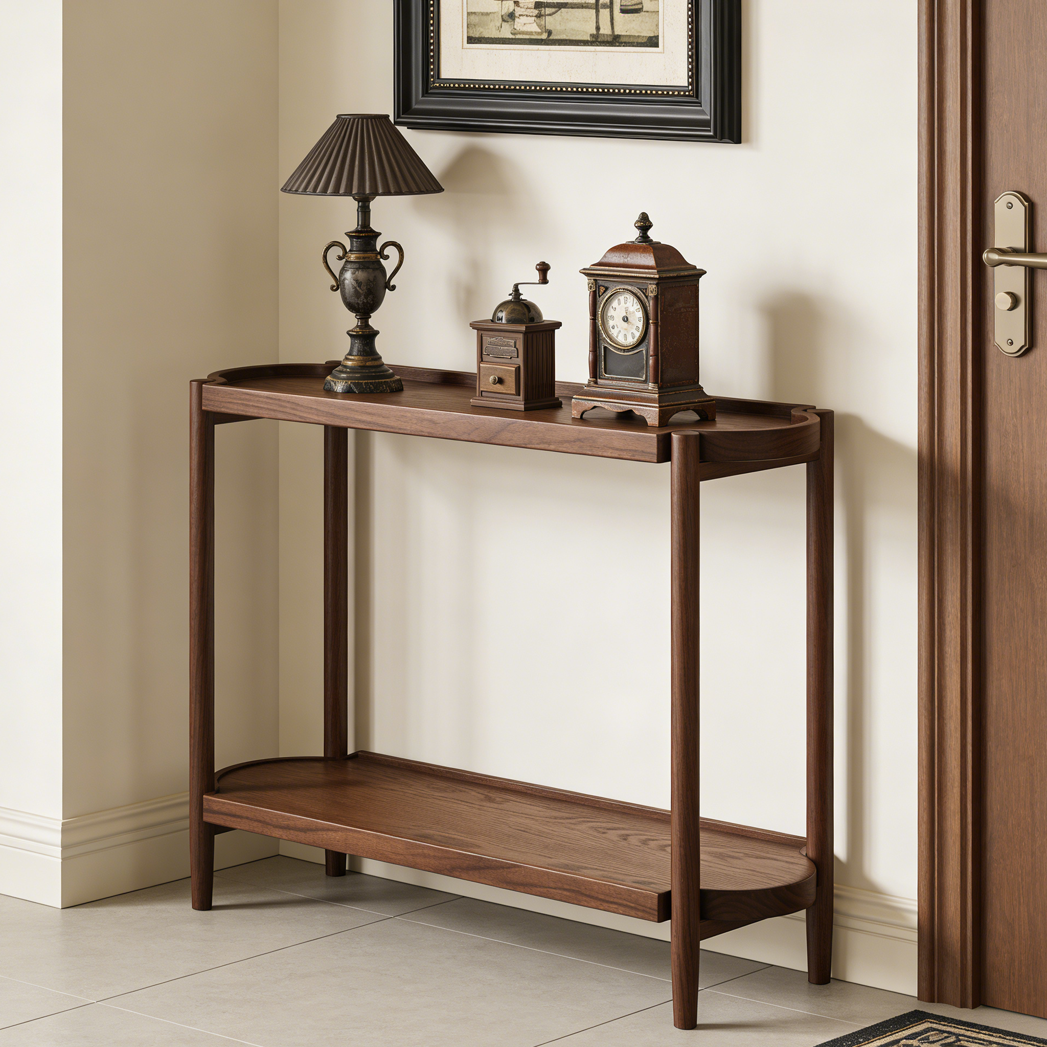 Modern Solid Birch Wood Handmade Console Table 2 Tier Entryway Hallway Furniture Narrow Sofa Table Hotel Living Room Display
