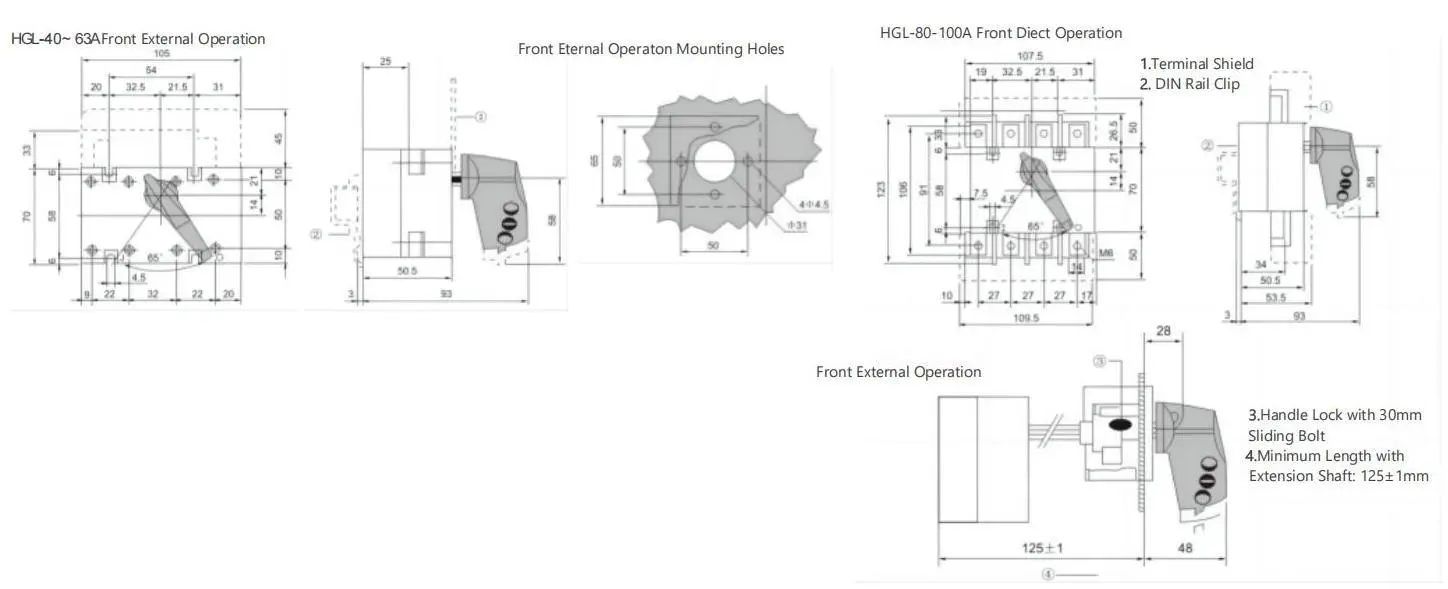 Dimensions 63-100A