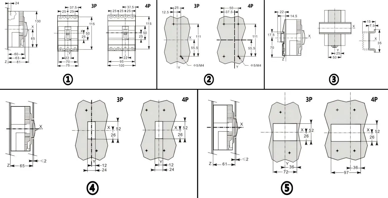 3P 4P Dimensions