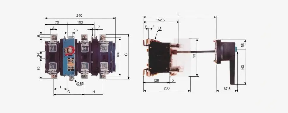 HH15-160/250/400 Dimensions