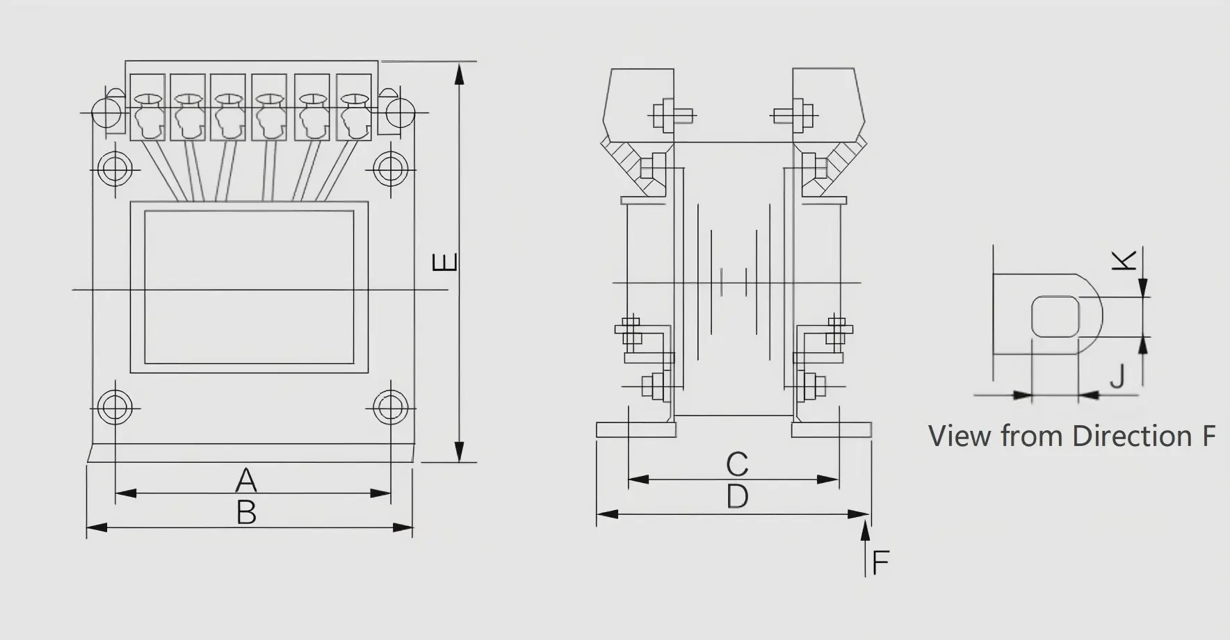 BK Series Control Transformers Dimensions View