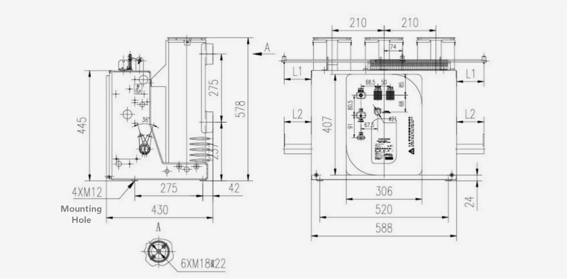 Dimension 210mm