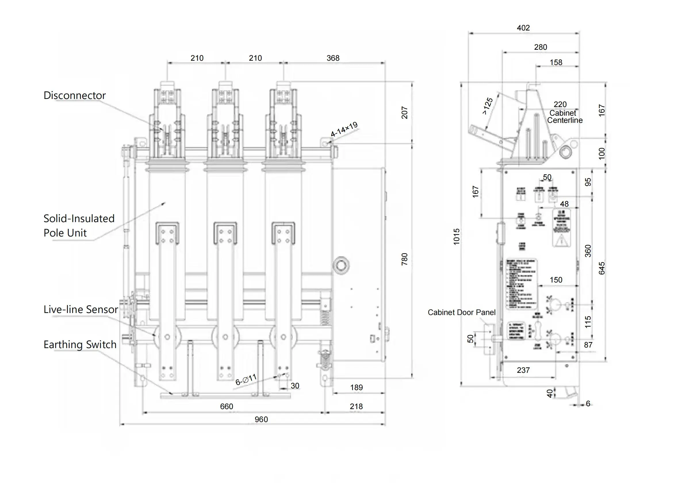 Outline and Installation Dimension Drawing