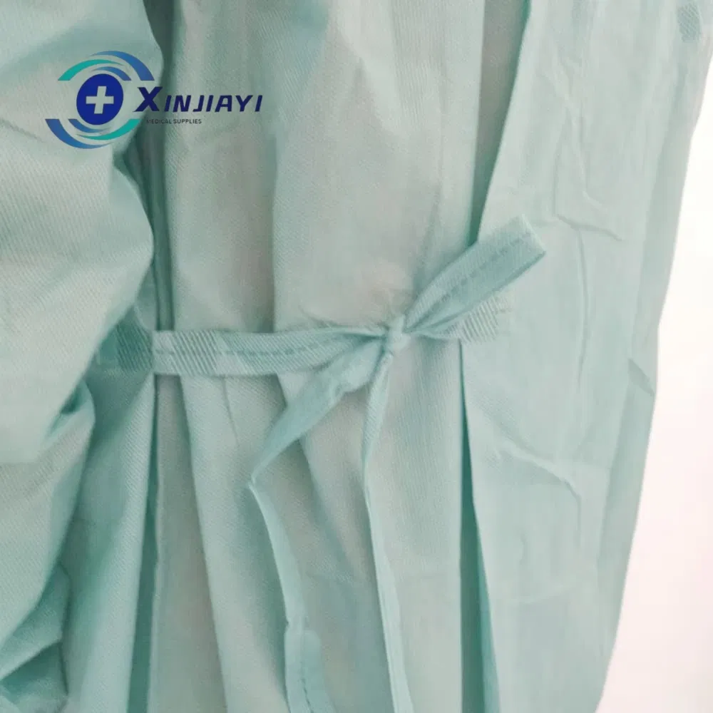 عباءة جراحية غير منسوجة disposable، عازلة للماء، مريحة، مضادة للكهرباء الساكنة، ملابس واقية، معطف مختبر مع شهادة CE