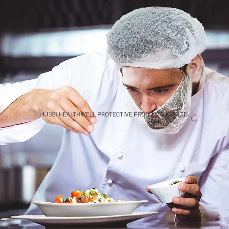 غطاء لحية غير منسوج قابل للتخلص مع تصميم مزدوج مرن