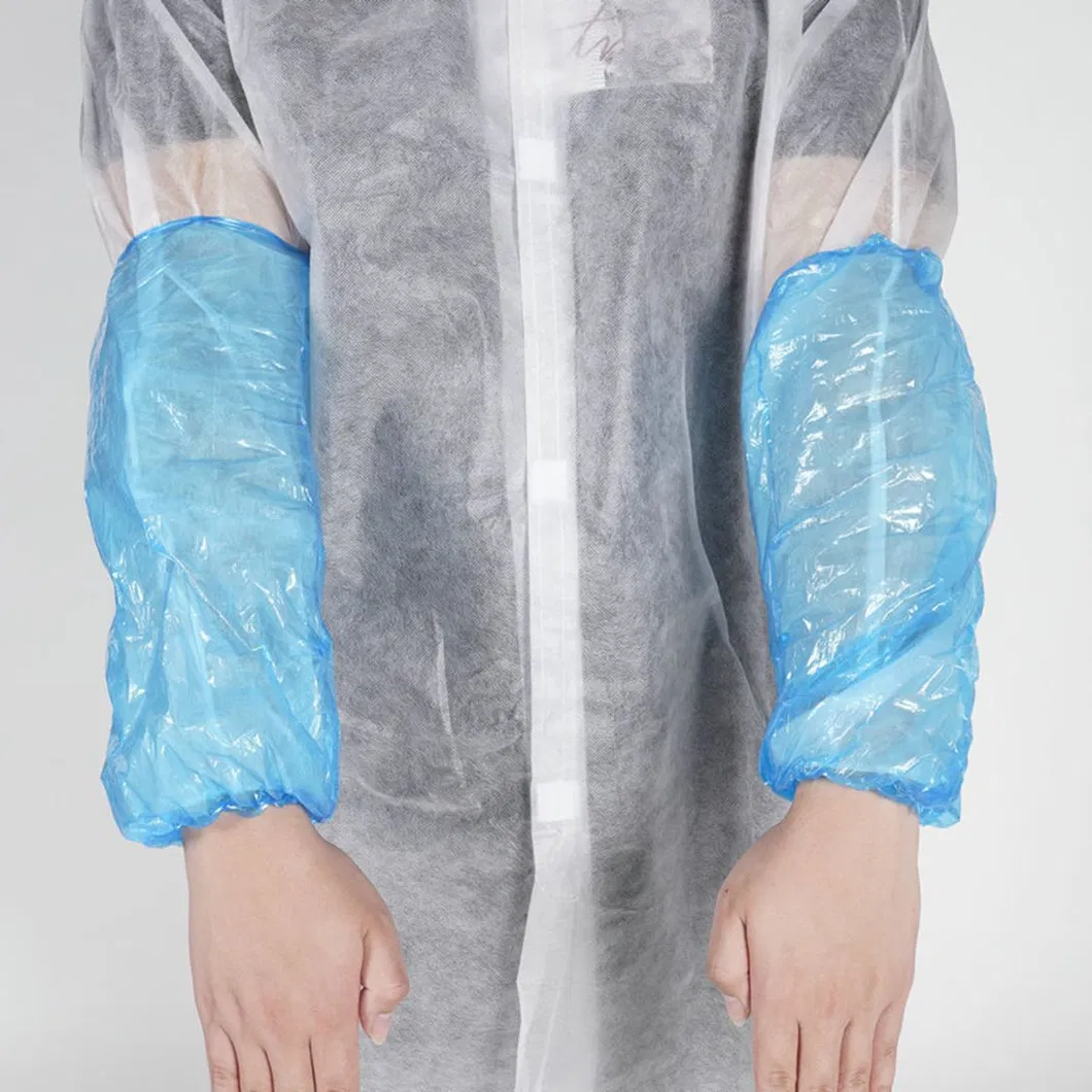غطاء ذراع شفاف بلاستيكي disposable أزرق من PE/CPE مقاوم للماء