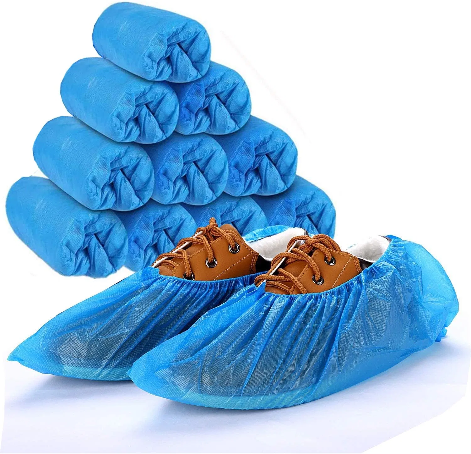 أغطية أحذية disposable زرقاء من البلاستيك PE CPE غير المنسوجة مقاومة للماء ومضادة للانزلاق لحماية السلامة الطبية