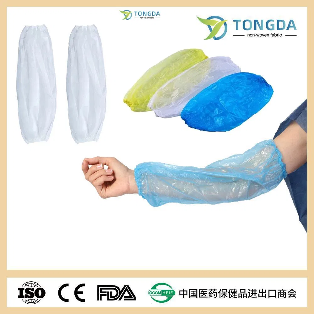 غطاء ذراع شفاف بلاستيكي disposable أزرق من PE/CPE مقاوم للماء