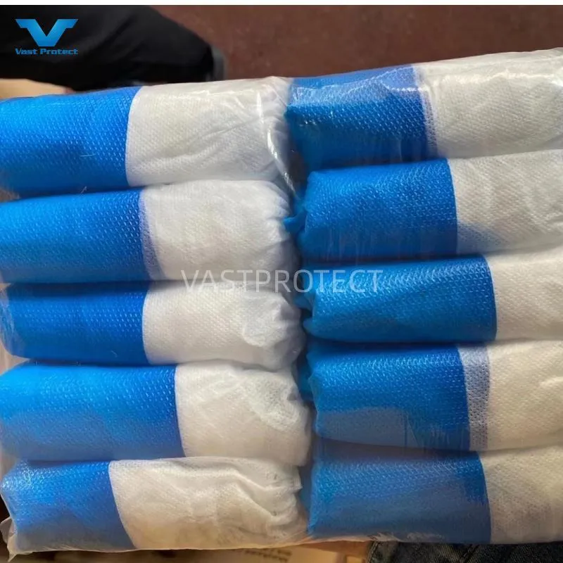 أغطية أحذية disposable زرقاء من البلاستيك PE CPE غير المنسوجة مقاومة للماء ومضادة للانزلاق لحماية السلامة الطبية