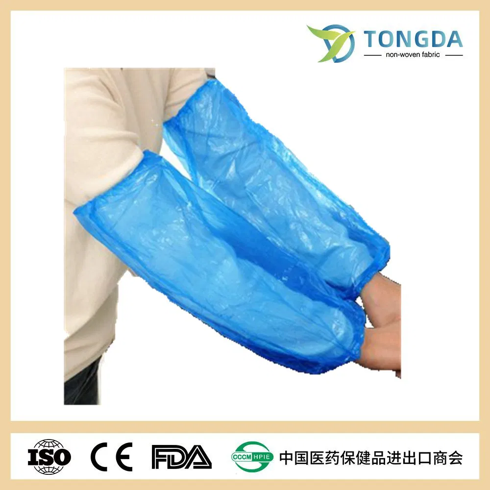 غطاء ذراع شفاف بلاستيكي disposable أزرق من PE/CPE مقاوم للماء