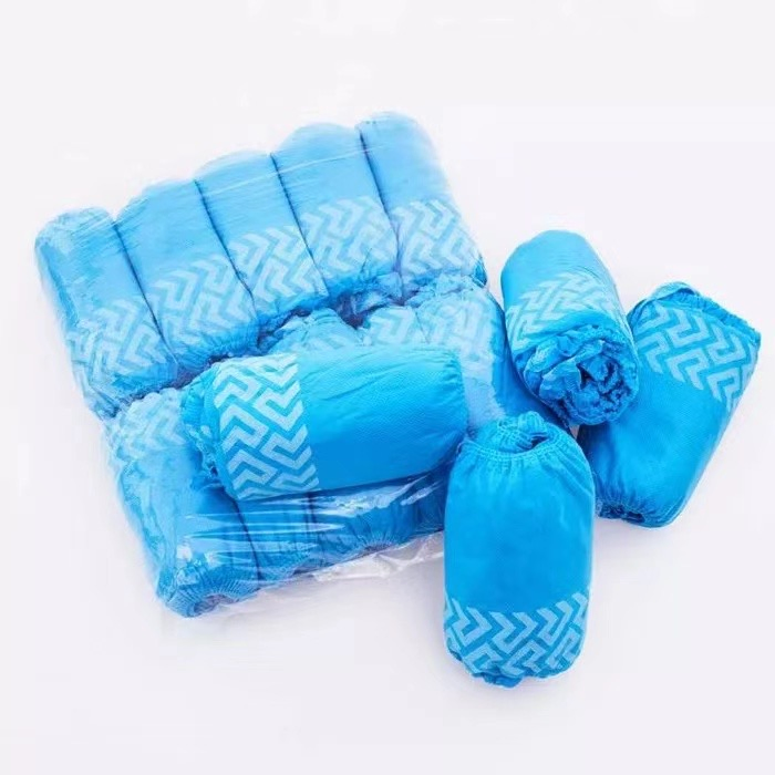 أغطية أحذية disposable زرقاء من البلاستيك PE CPE غير المنسوجة مقاومة للماء ومضادة للانزلاق لحماية السلامة الطبية