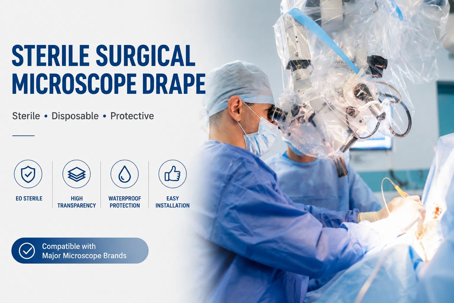 غطاء جراحي disposable للميكروسكوب مع عدسة مائلة لأنظمة لايكا وزيس