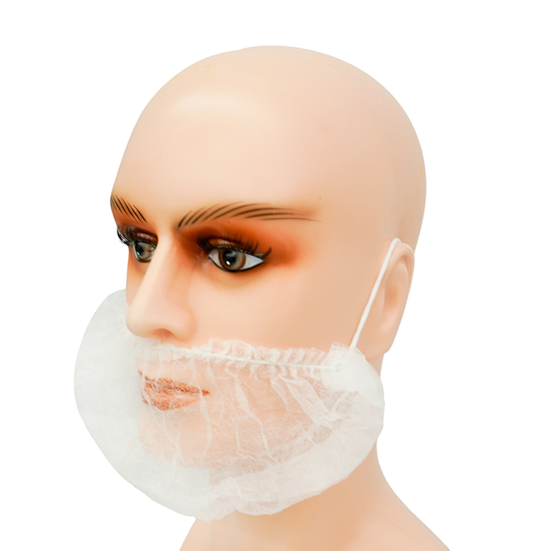 أغطية لحية بيضاء وزرقاء disposable صحية من الصين PP10/12GSM أقنعة لحية غير منسوجة من البولي بروبيلين للرجال لمعالجة الطعام والمطاعم