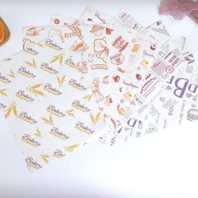 500PCS ورق تغليف الطعام والديلي المقاوم للدهون 12inch ورق شمعي للديلي مع شعار مخصص مطبوع