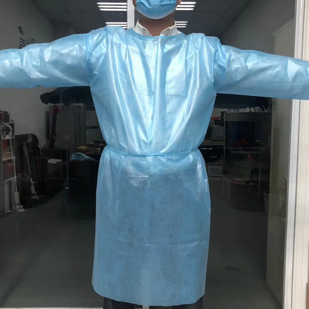 عباءة عزل مختبرية disposable مصنوعة من البولي بروبيلين للمرضى