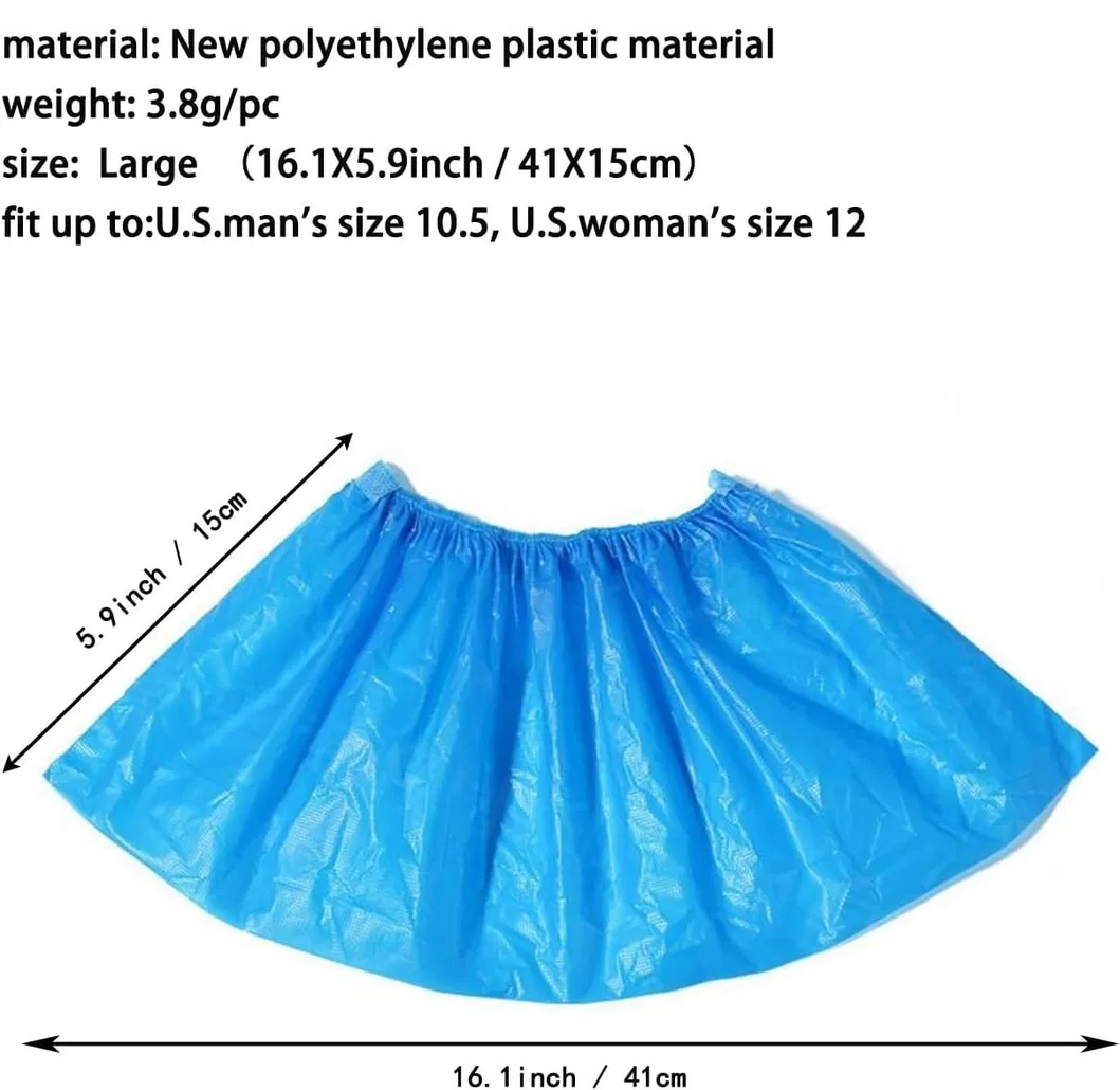 أغطية أحذية disposable زرقاء من البلاستيك PE CPE غير المنسوجة مقاومة للماء ومضادة للانزلاق لحماية السلامة الطبية