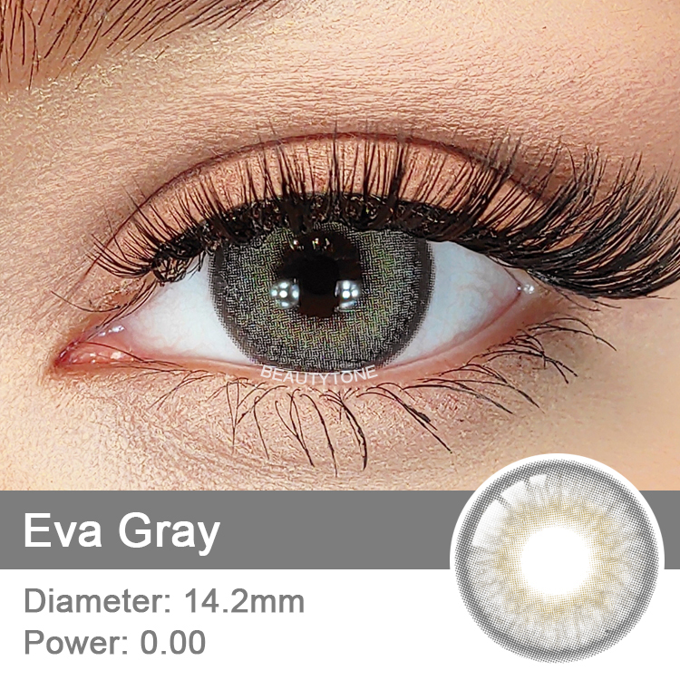 Eva Gray Contact Lenses with Diameter 14.2mm 1 Year Natural Look Soft Color Contact Lens for Dark Eyes Wholesale