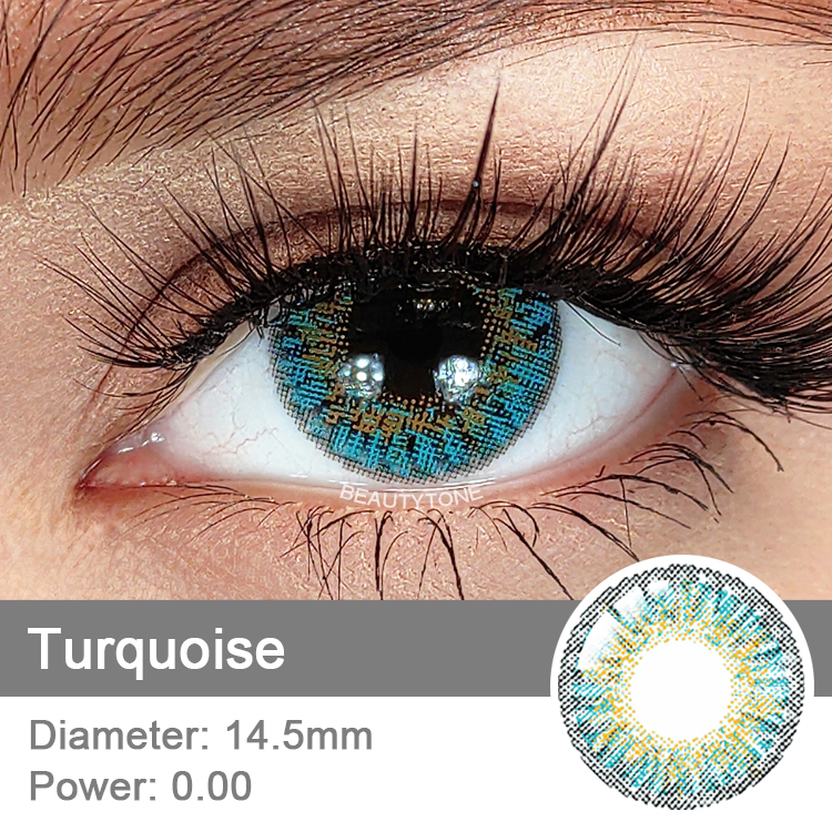 Turquoise Vibrant Contact Lenses for Eyes Color Changing Most Comfortable Aqua Color Contact Lens for Dark Eyes