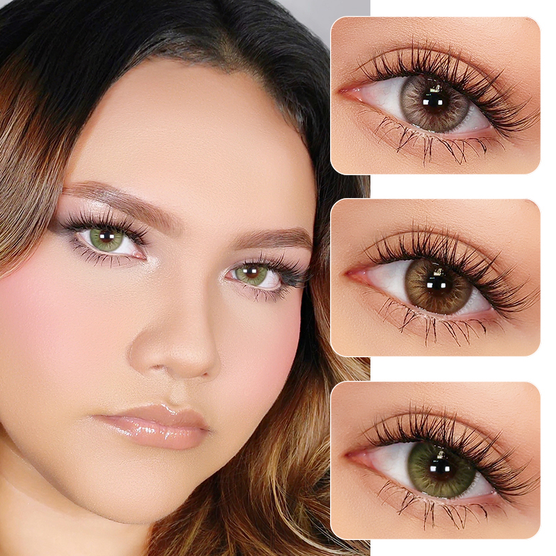 Colored Contact Lenses Wholesale Cosmetic Natural Iris Grace Green Lenses Eye Contact Color for a Yearly Use 14.2mm Diameter