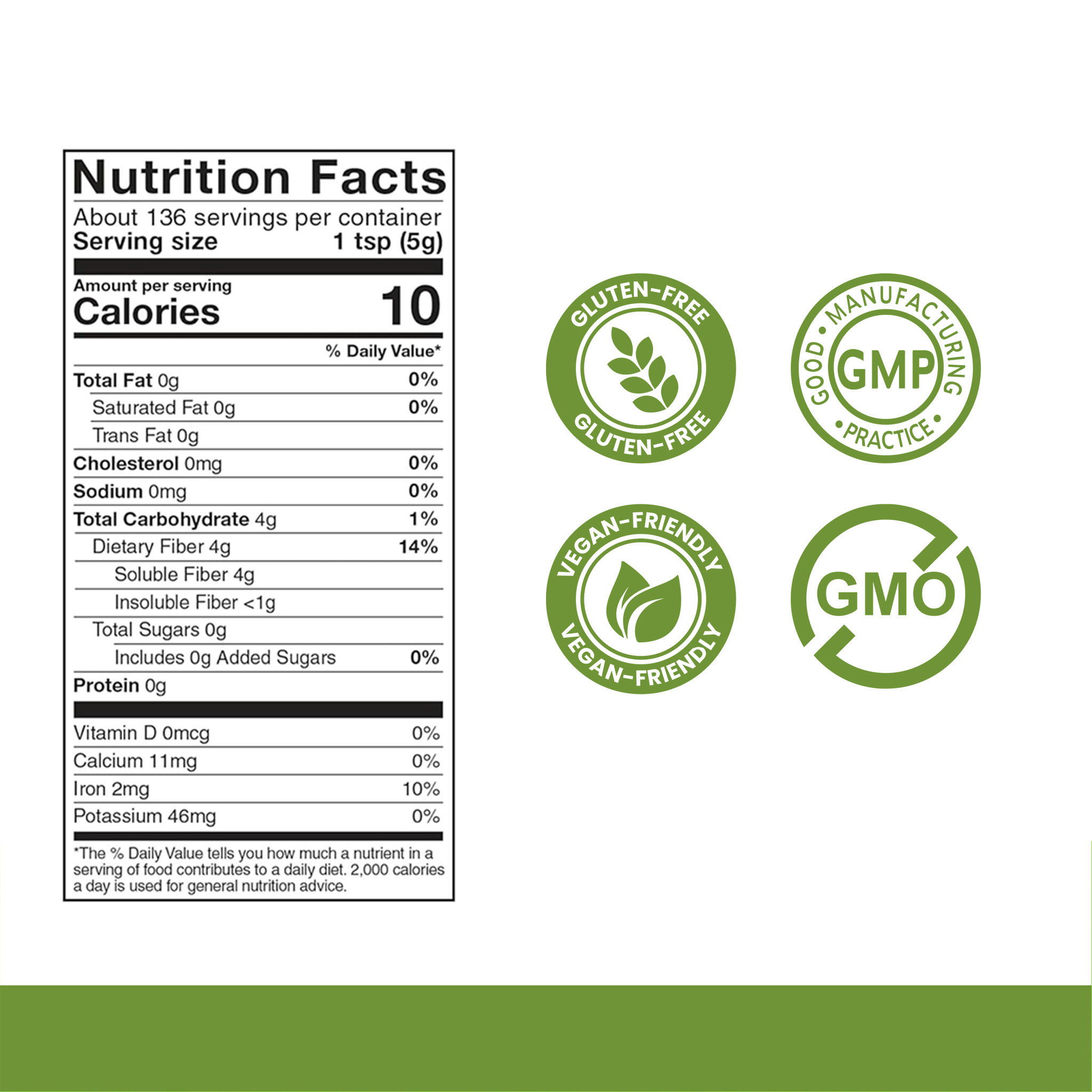 ODM Psyllium Husk Herbal Supplements Powder - 4g Soluble Fiber Per Serving, Non GMO &amp; Vegan, for Digestive Wellness &amp; Baking