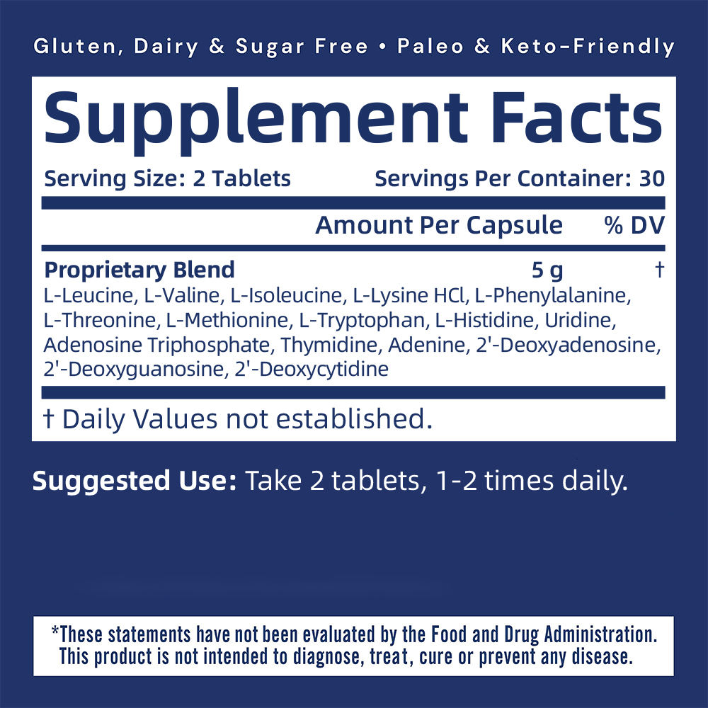 High Quality Food Grade Aminos Acid Plant Extracts 60 Tablets for Adults Support Amino Acid Supplement Halal &amp; Kosher Certified