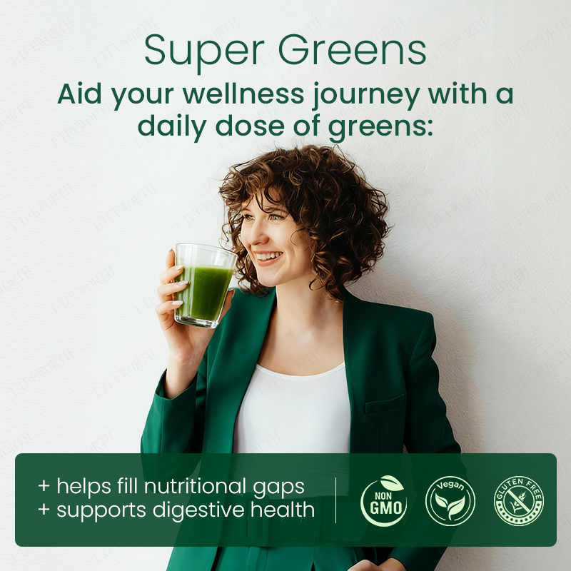 Lifeworth Mineral Superfood Dietary Fiber Super Greens Vegetable Powder Complete Multivitamin Adult Supplement