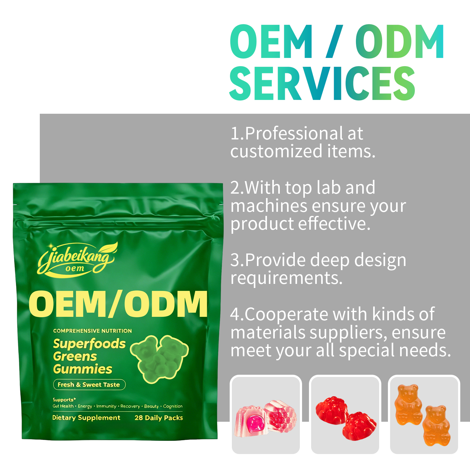 Private Label Superfood Gummies with Prebiotic Fiber Adaptogen Mushroom Blend Wholesale