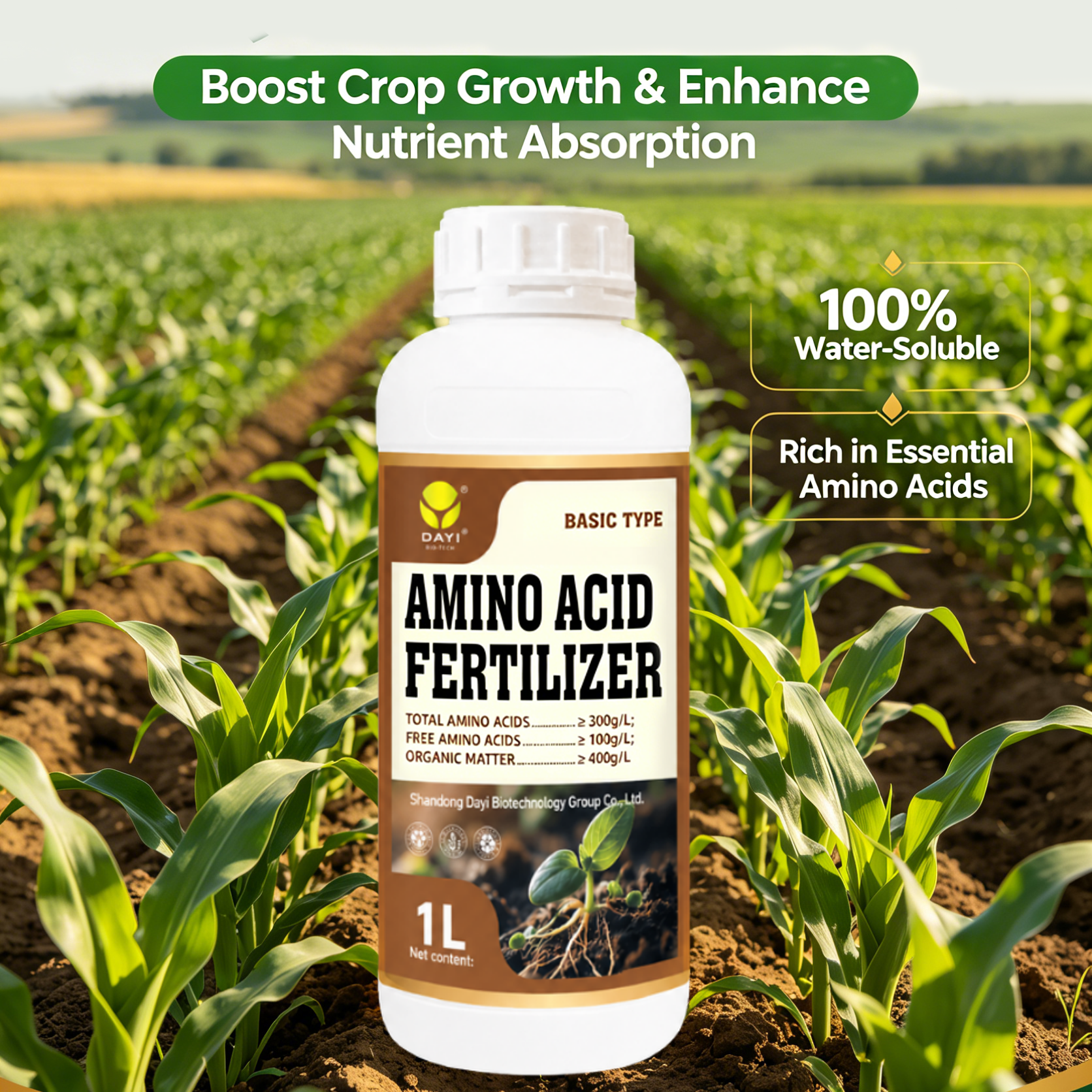 Enzymatic Hydrolysis L Form Free Amino Acids Liquid Plant Biostimulant Professional Grade for Commercial Growers Large Farm