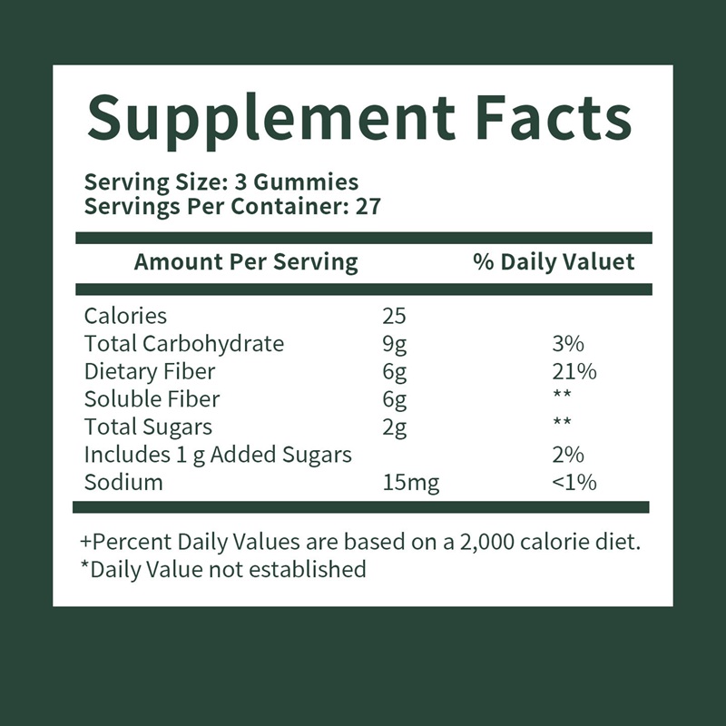 OEM Private Label Adult Prebiotic Fiber Gummies Digestive Immune Support Gut Health Plant Based Low Sugar Vegan Fiber Supplement
