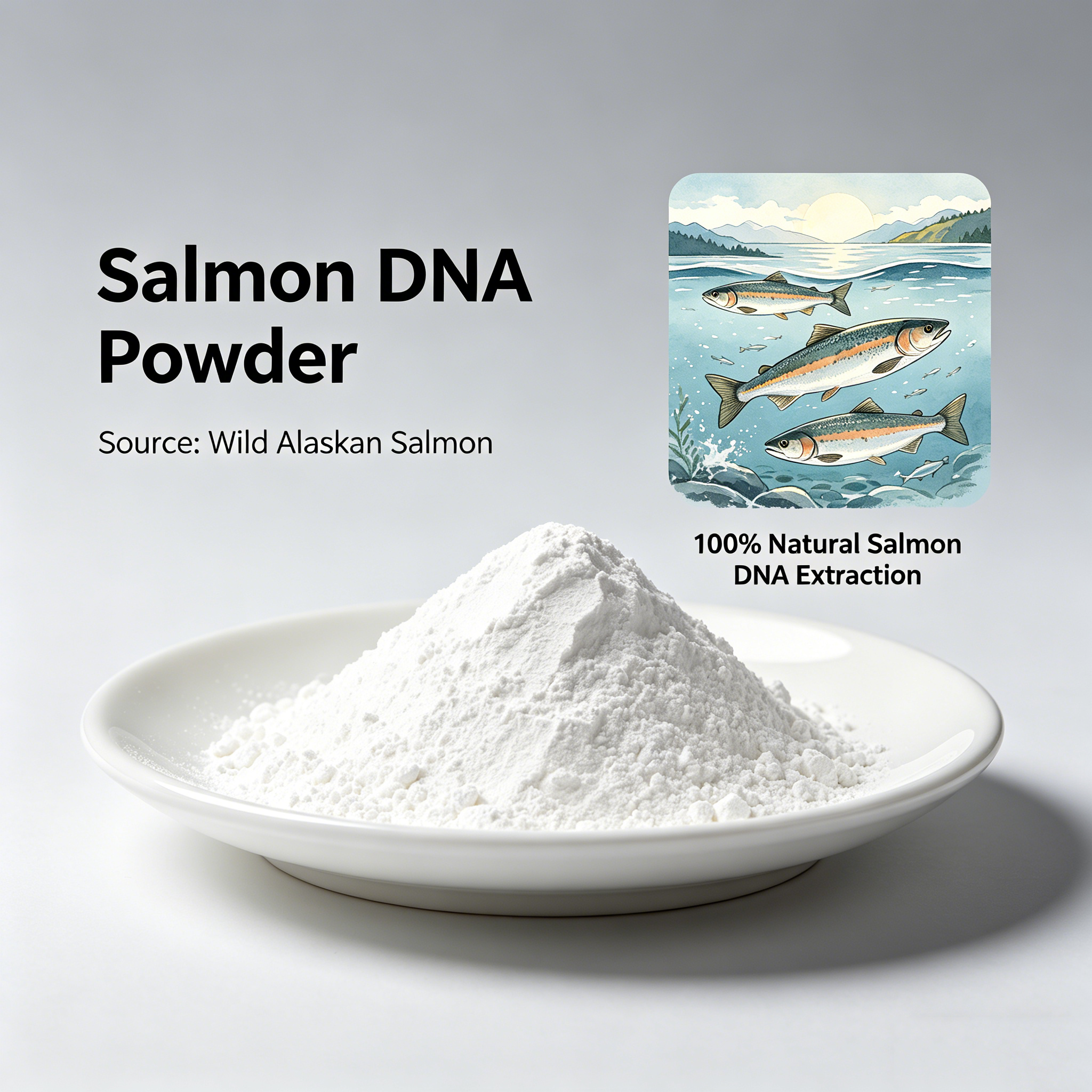 High Purity Salmon DNA Powder | Natural Marine Active Ingredient | Skin Care Raw Material for Cosmetics