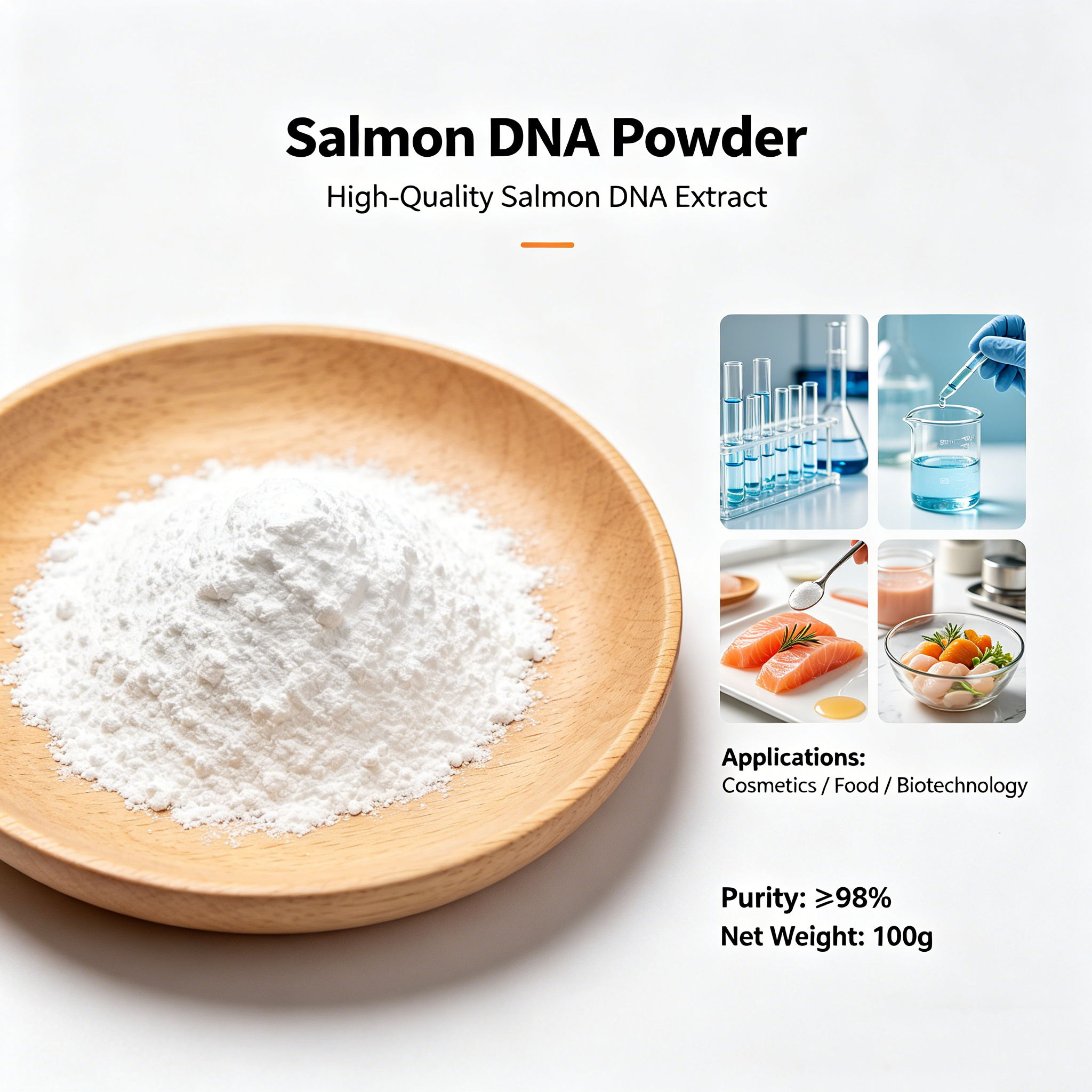 High Purity Salmon DNA Powder | Natural Marine Active Ingredient | Skin Care Raw Material for Cosmetics