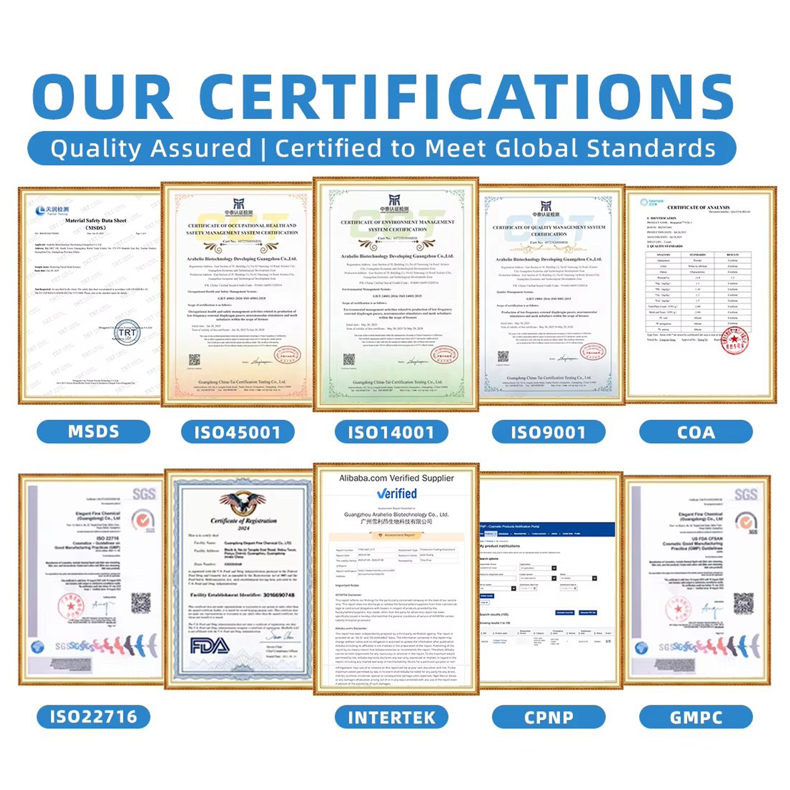 &ge;99% Purity Recombinant Human Collagen Type III Powder High Purity Cosmetic Grade Skincare Raw Material High Active Ingredient