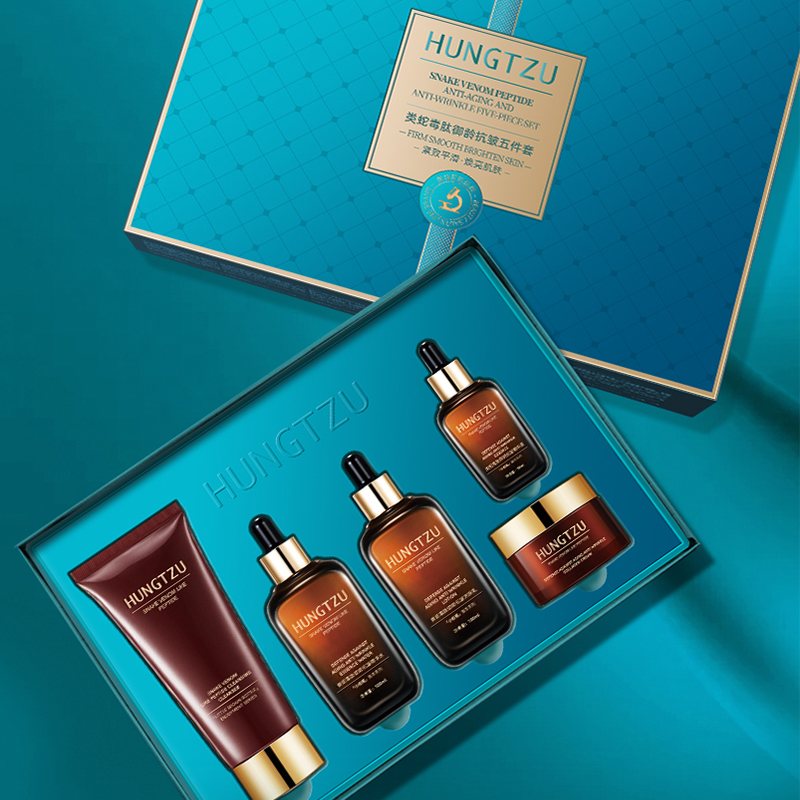RTS Skin Care Serum Skincare Products 5 Piece Set Snake Venom Peptide Firm Smooth Brighten Skin Care Set Cosmetics Private Label