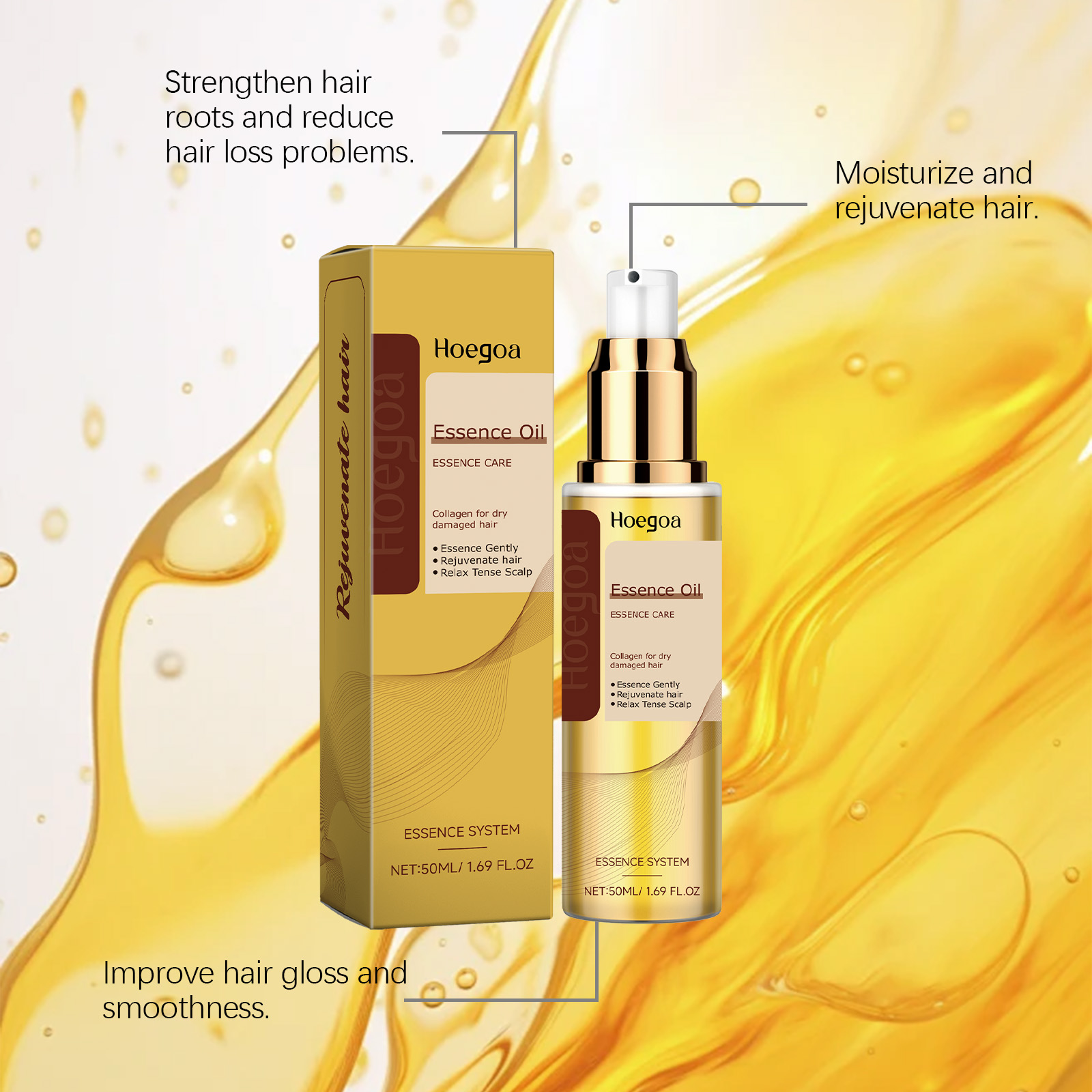 Smoothing Repair Plant Derived Hair Glossy Non Greasy Gentle Scalp Hair Repair Nourishing Plant Derived Hair Care Essential Oil