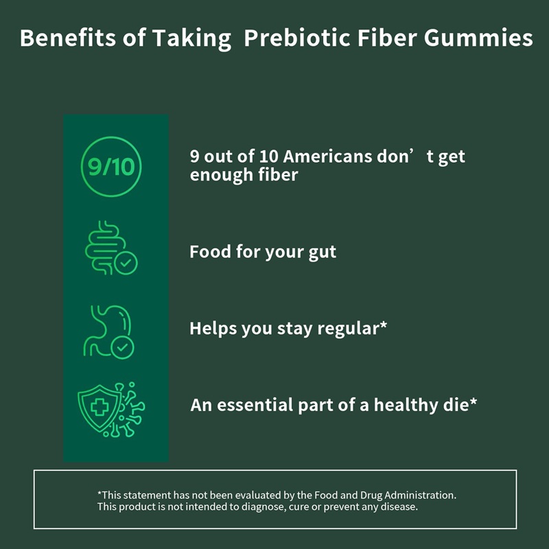 OEM Private Label Adult Prebiotic Fiber Gummies Digestive Immune Support Gut Health Plant Based Low Sugar Vegan Fiber Supplement
