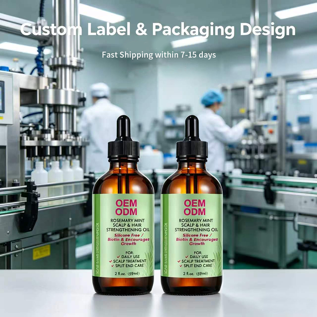 Rosemary Mint Biotin Hair Growth Oil Private Label Scalp Strengthening Essential Oil Anti Hair Loss Treatment Hair Care Oil
