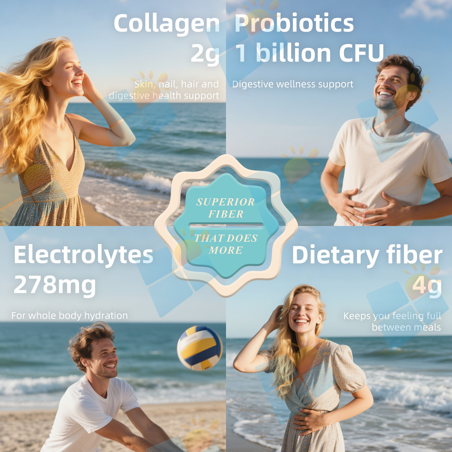 SUNI Private Label Daily Fiber Supplement Powder Daily Fiber + Probiotics + Protein Powder Drink for Women and Men