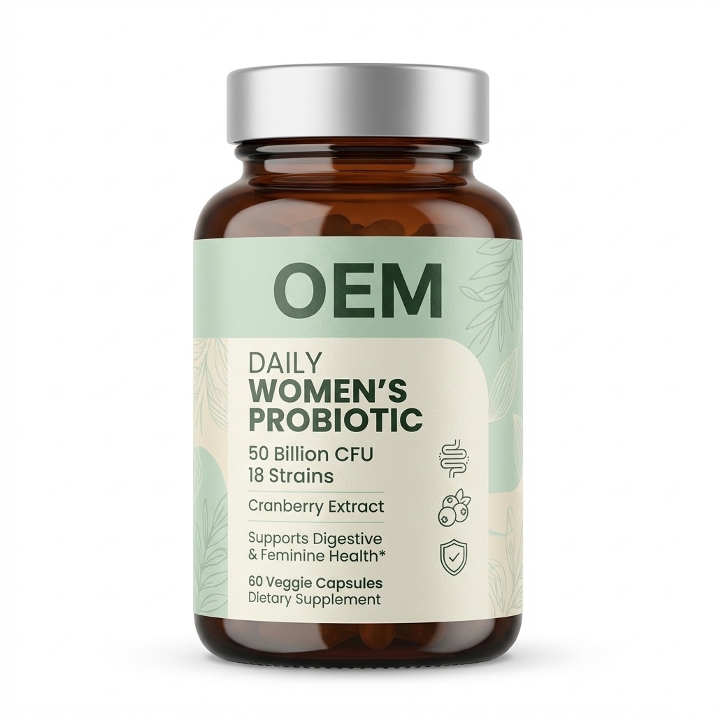 OEM ODM 18 Strains 100 Billion CFU Active Cultures Women's Probiotics Capsules Supports Feminine Health Mood Balance Digestion