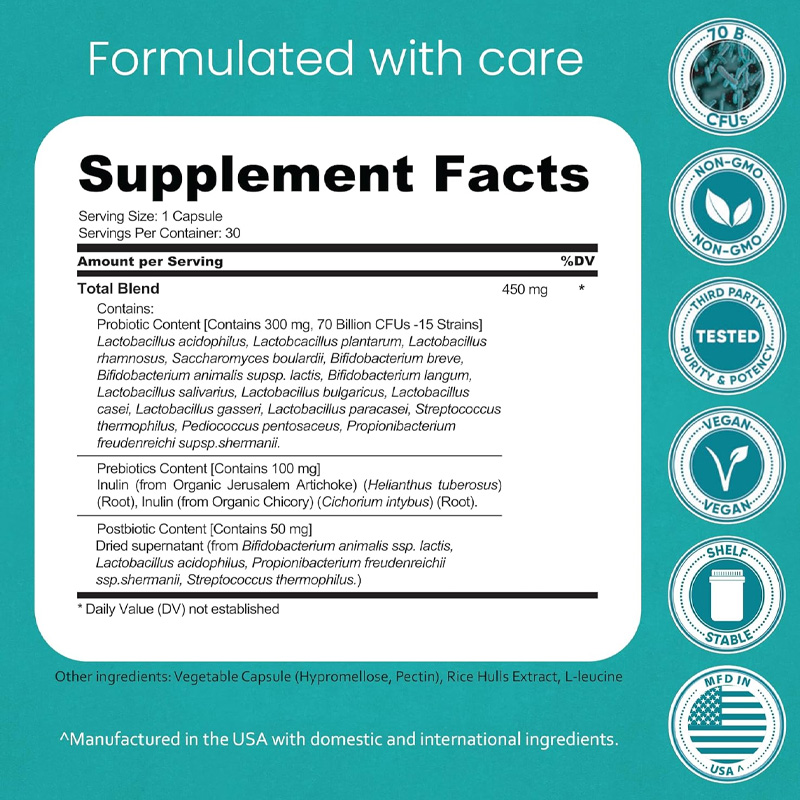 OEM Women's Probiotics 70 Billion CFU Active Cultures Capsules &amp; Pills Support Female Health &amp; Mood Balance