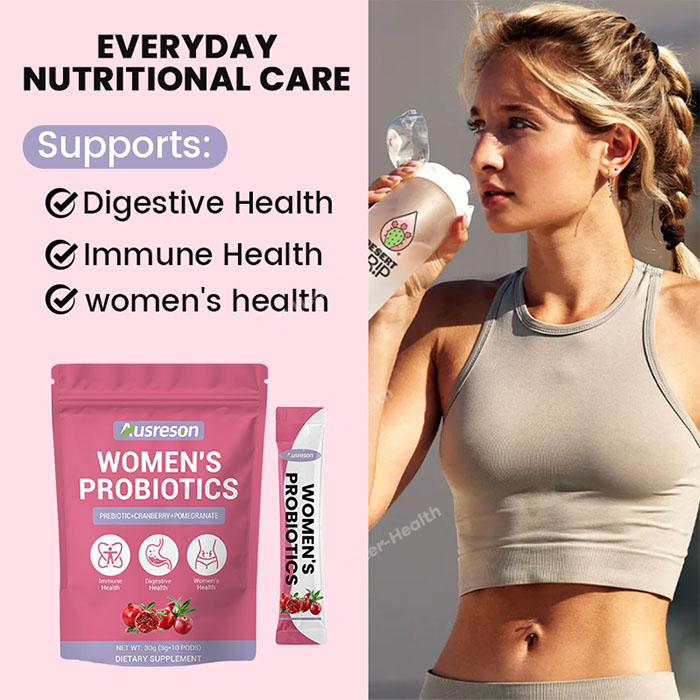 Ausreson Women Probiotic Fiber Powder Drink Supplement Vitamin Prebiotic Digestive Support Gut Health Women's Probiotic Powder
