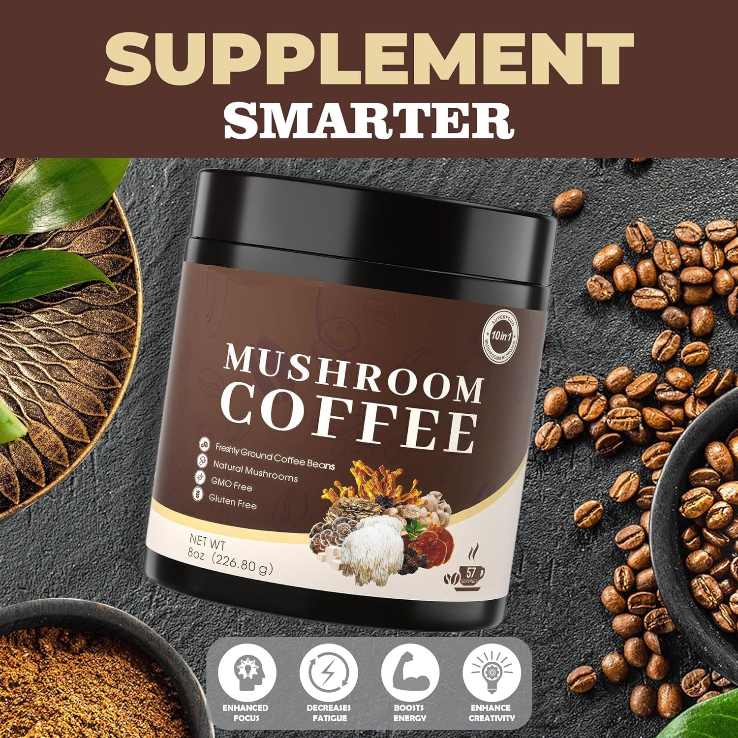 OEM ODM Lion Mane Ashwaganda Coffee Powder Energy Focus Supplement For Adult Men Healthcare Product